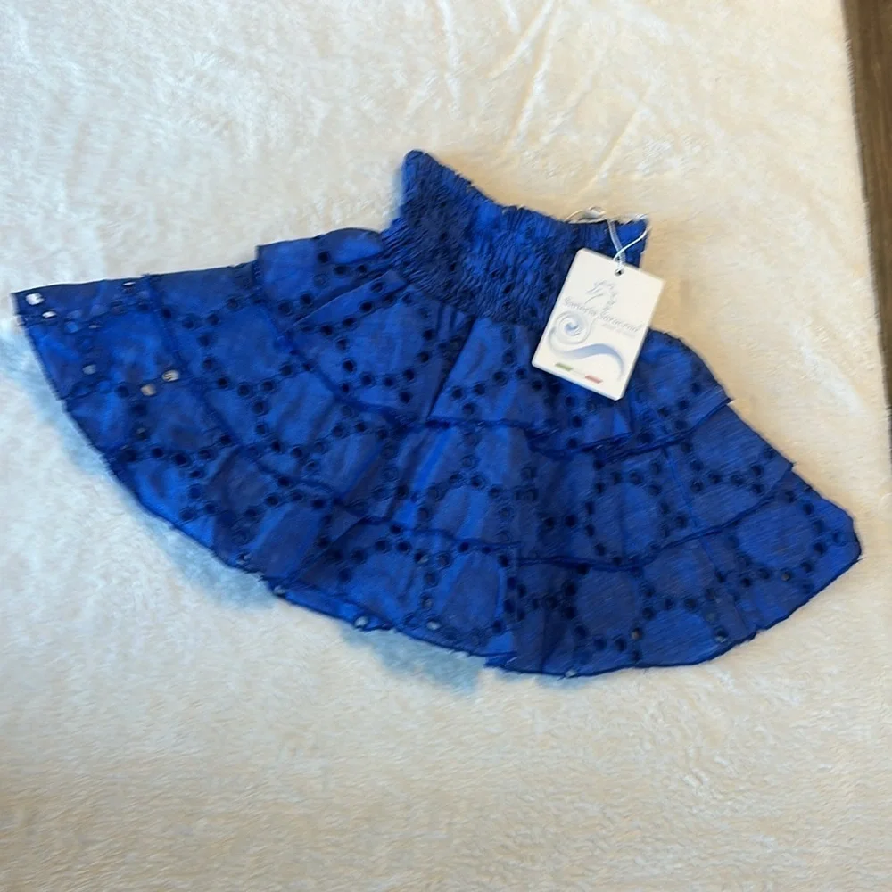 Blue Sequin Layered Skirt - Picture 3 of 4